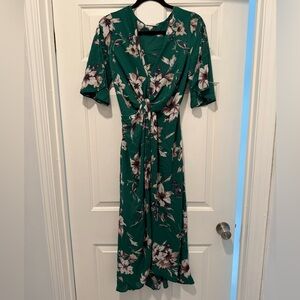 Hummingbird Green Floral Maxi Dress